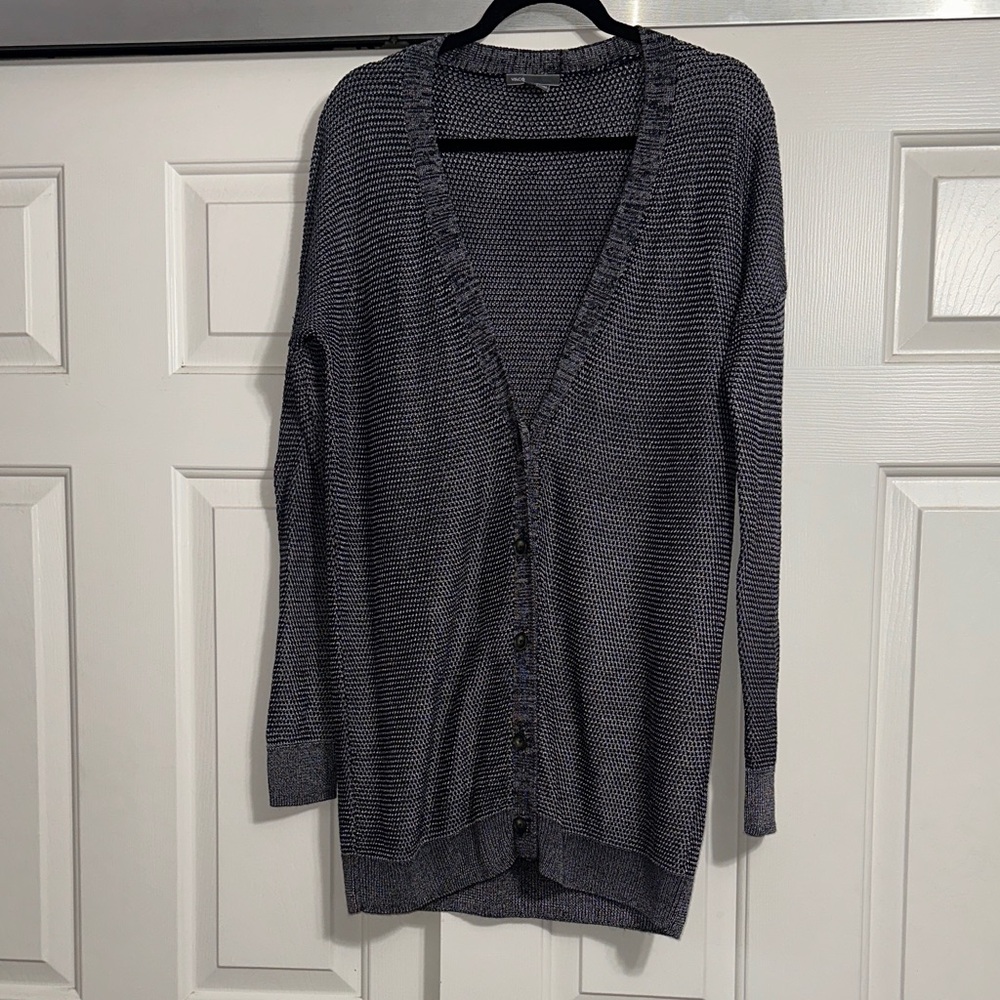 Vince Charcoal Button-Up Cardigan